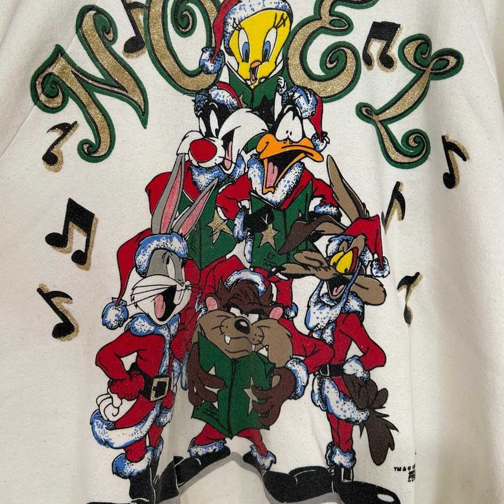 Vintage 90s Looney Tunes Noel Sweatshirt Medium H… - image 2