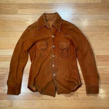 Other Vintage 50s Suede Leather Western Over Shirt - image 1