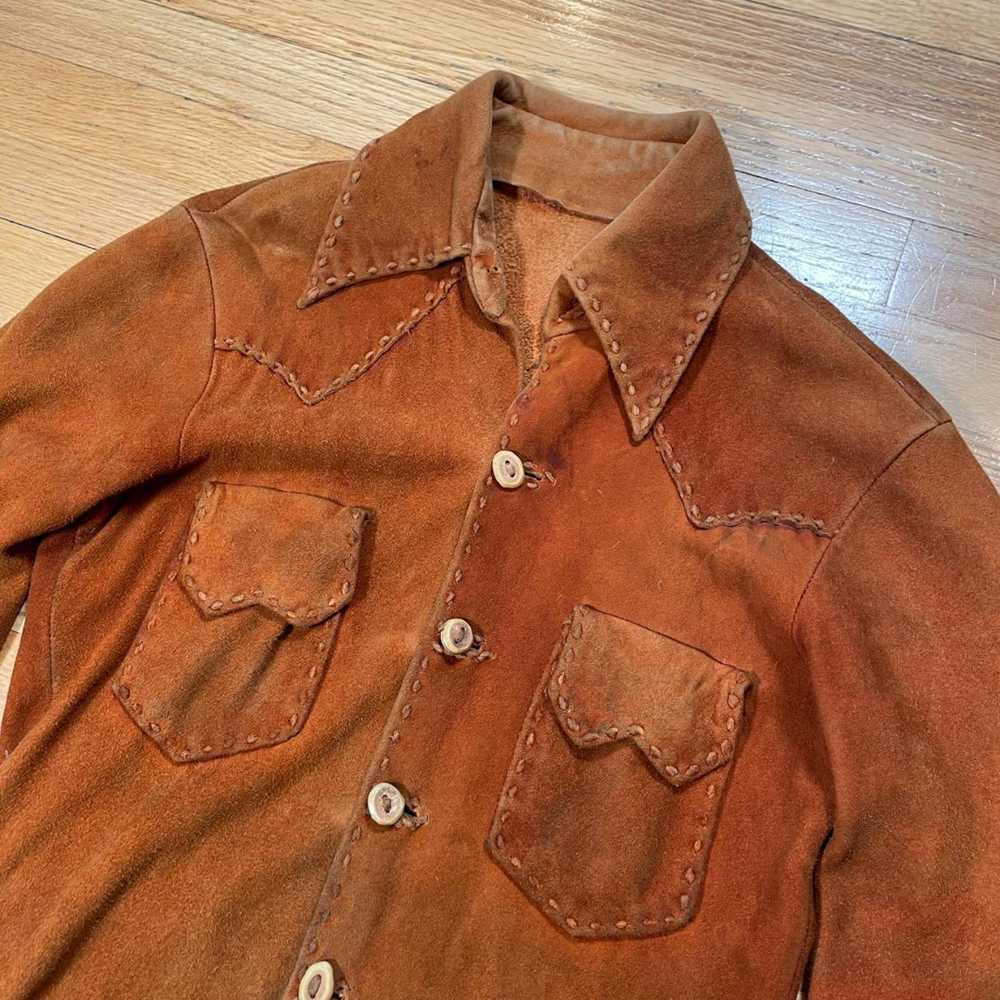 Other Vintage 50s Suede Leather Western Over Shirt - image 2