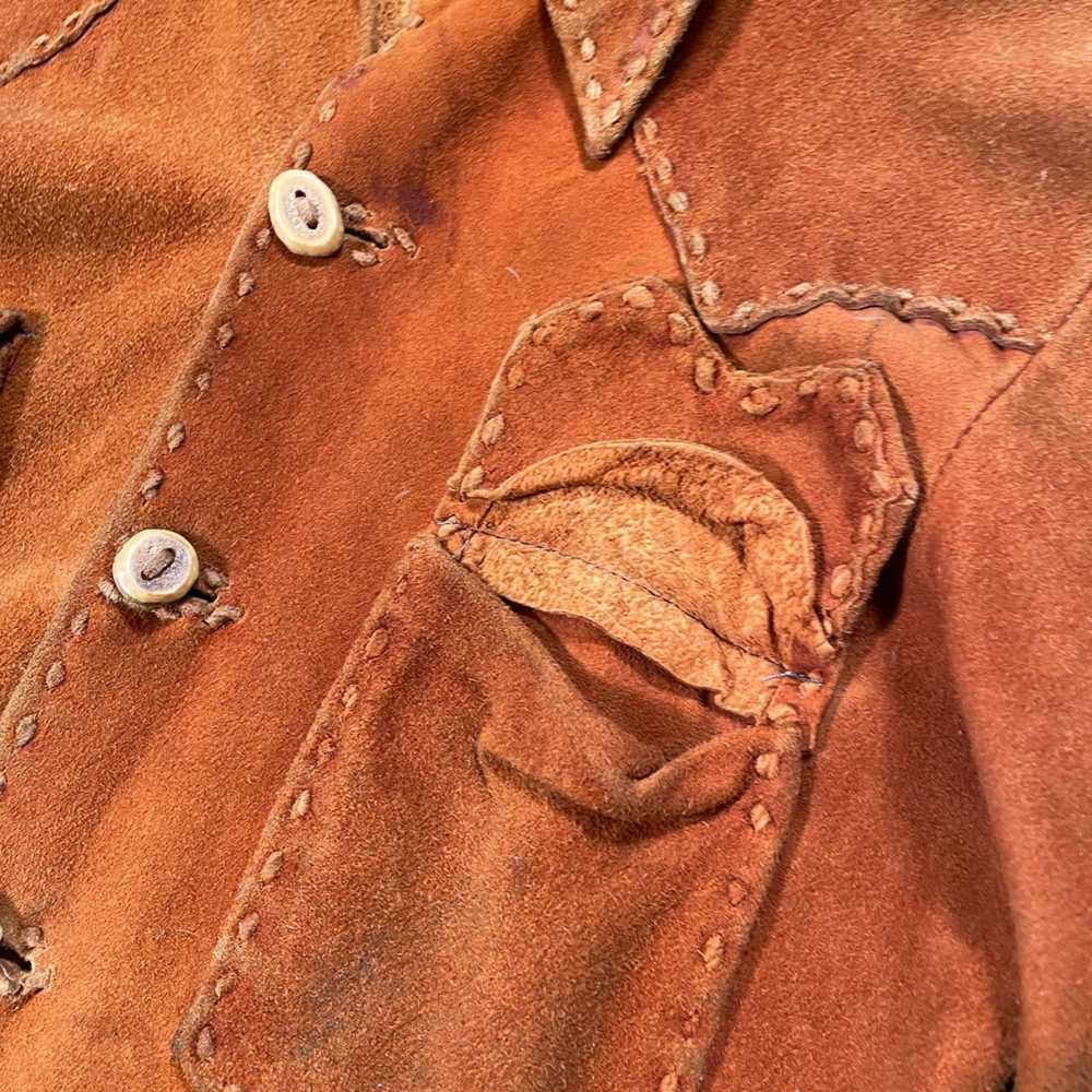Other Vintage 50s Suede Leather Western Over Shirt - image 4