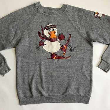 Vintage 70’s Skiing Duck Graphic Sweatshirt - image 1