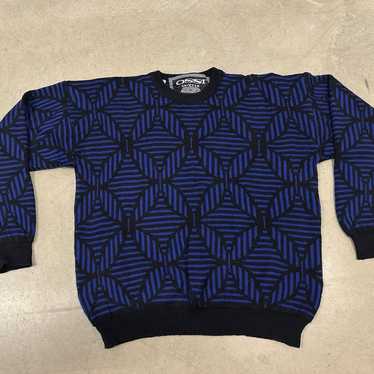 Vintage 80’s Ossi Skiwear Sweater Mens M Geometri… - image 1