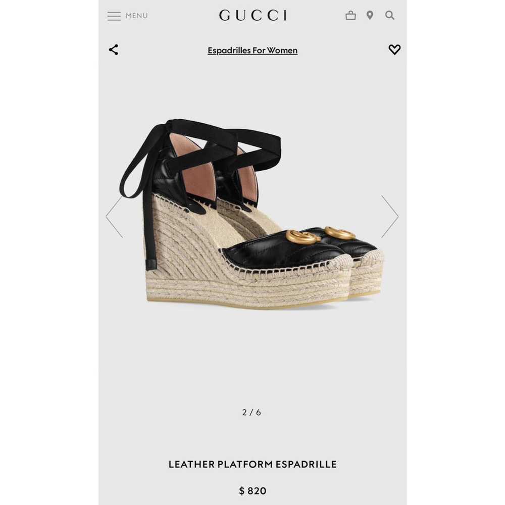 Gucci gucci green leather platform espadrille lac… - image 5