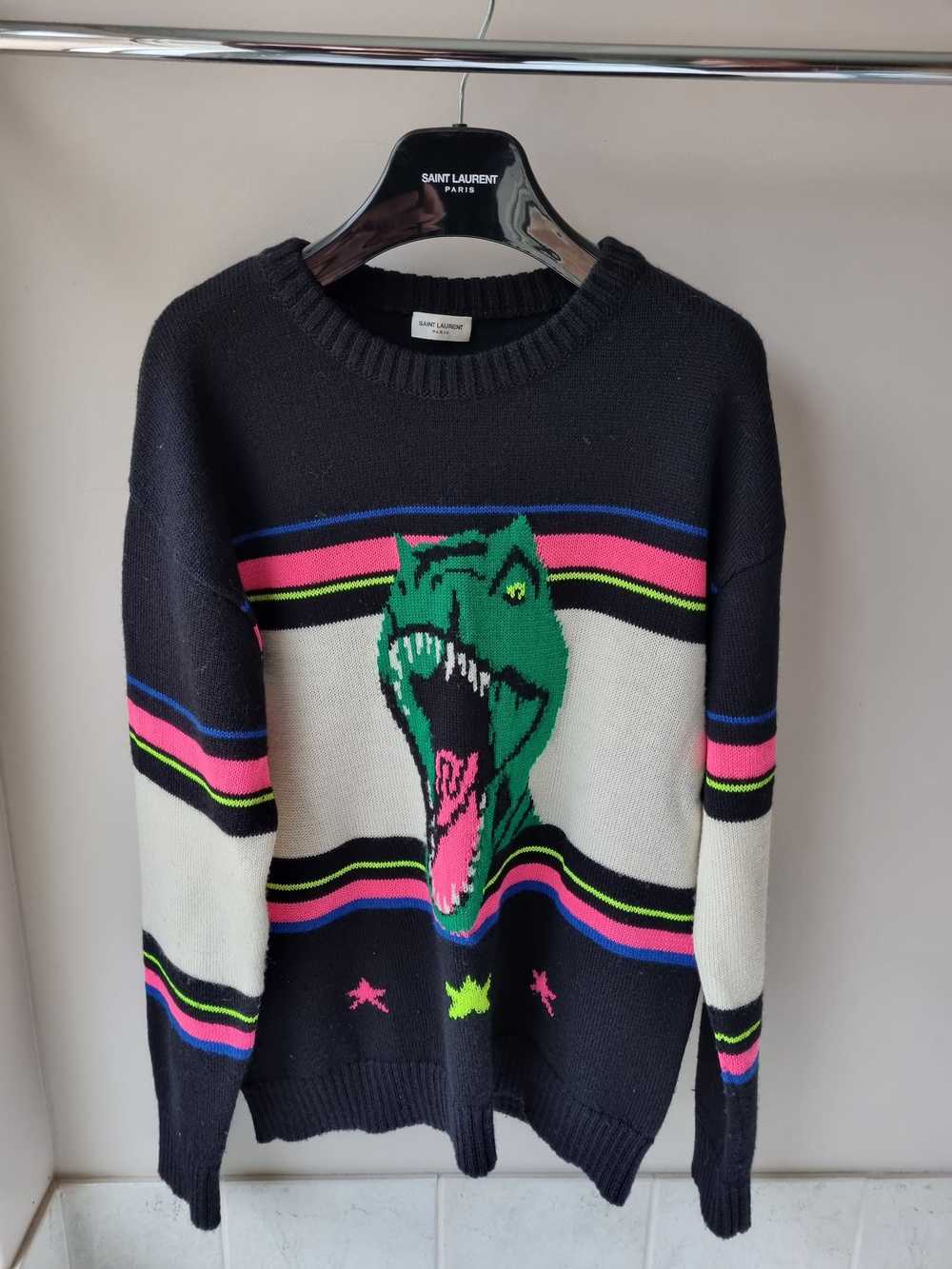 Saint Laurent Paris Runway T rex Dinosaur Sweater - Gem