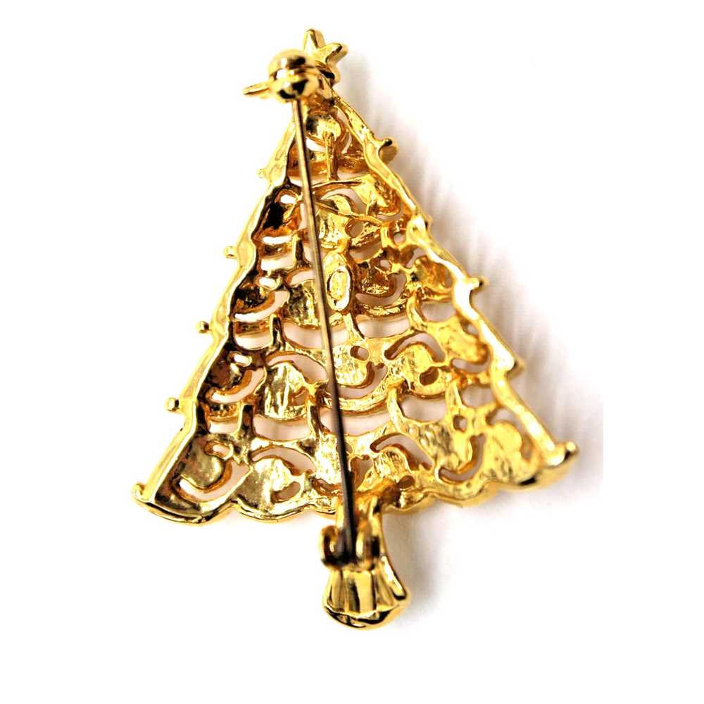 Other Christmas Tree Brooch Gold Tone Multi Color… - image 2