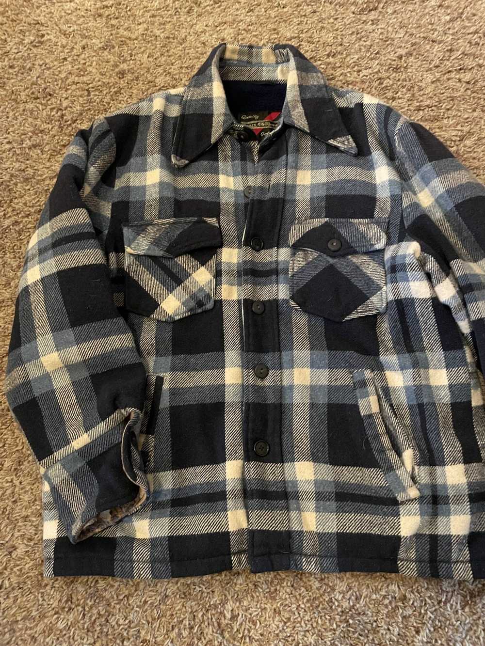 Sears Vintage Sears Thick Flannel jacket (blue/wh… - image 1