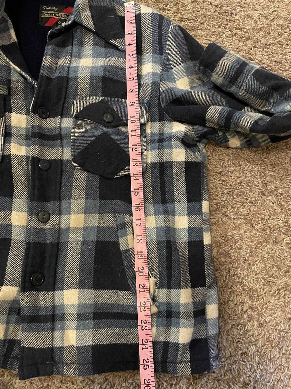 Sears Vintage Sears Thick Flannel jacket (blue/wh… - image 7