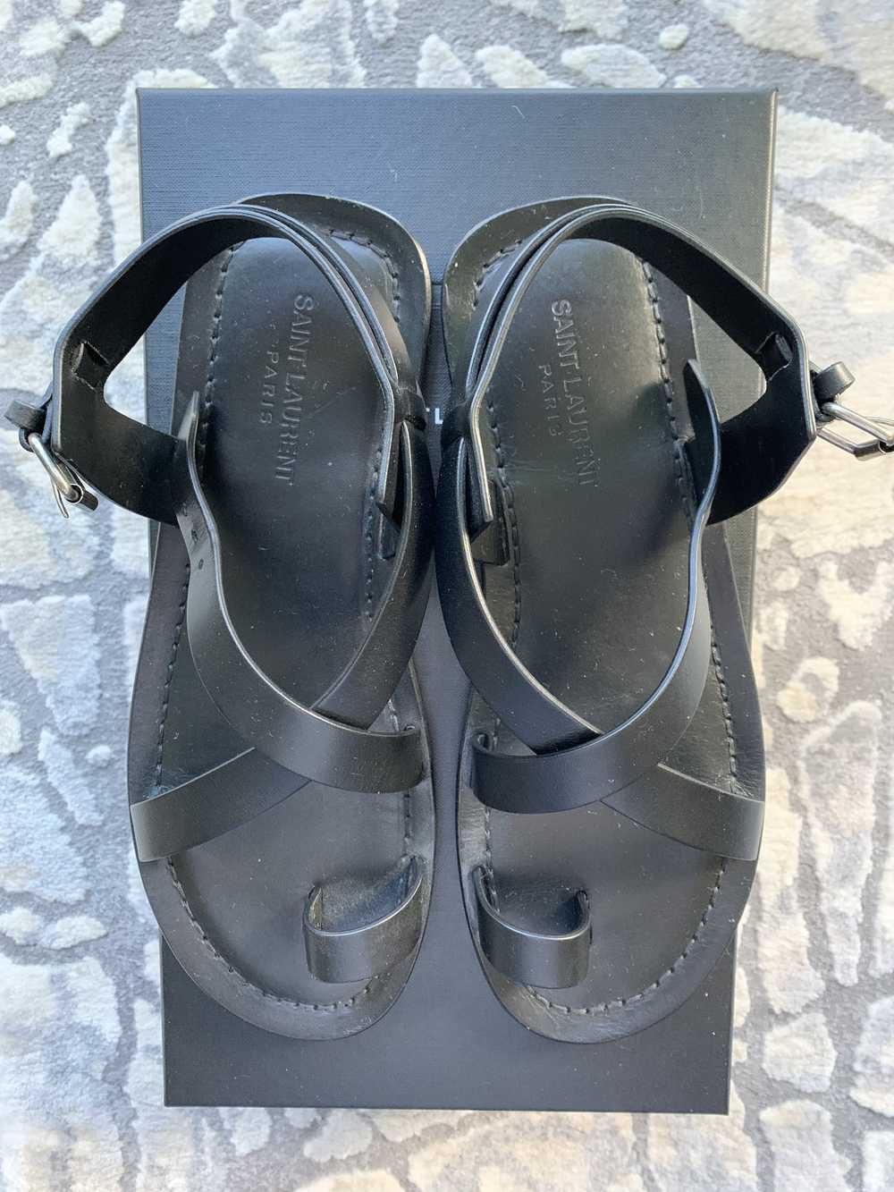 Saint Laurent Paris Leather Strap Sandals - image 2