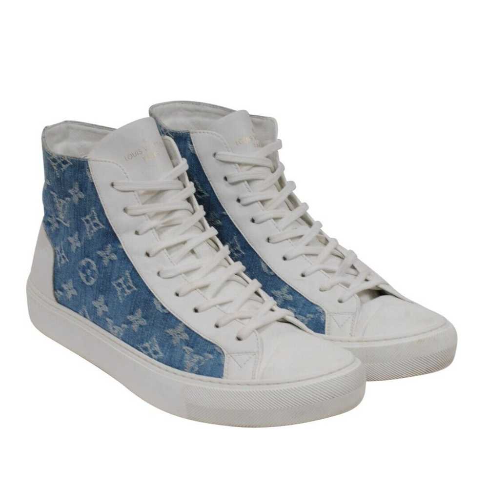 Louis Vuitton White Blue Denim LV Tattoo High Top… - image 12