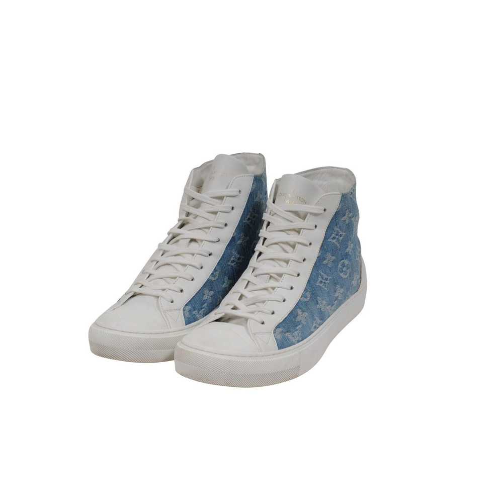 Louis Vuitton White Blue Denim LV Tattoo High Top… - image 3