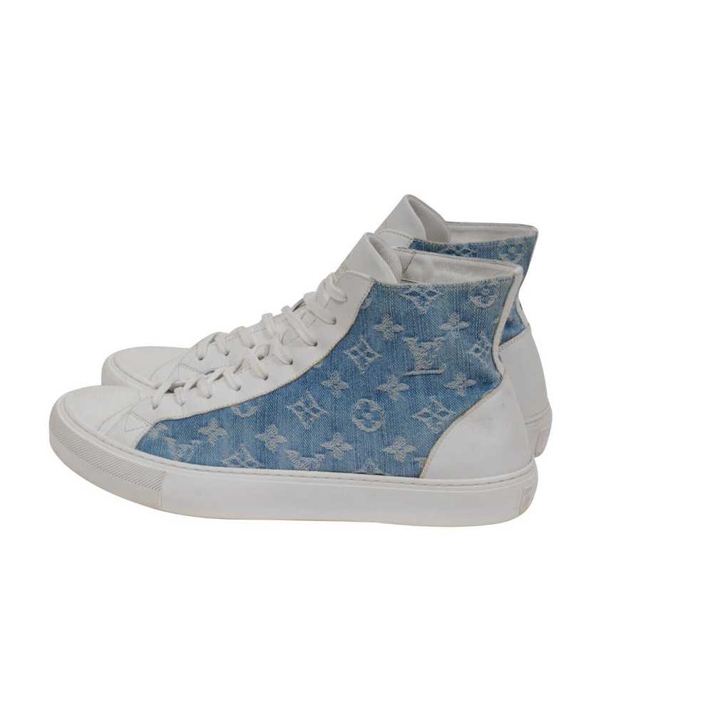 Louis Vuitton White Blue Denim LV Tattoo High Top… - image 5