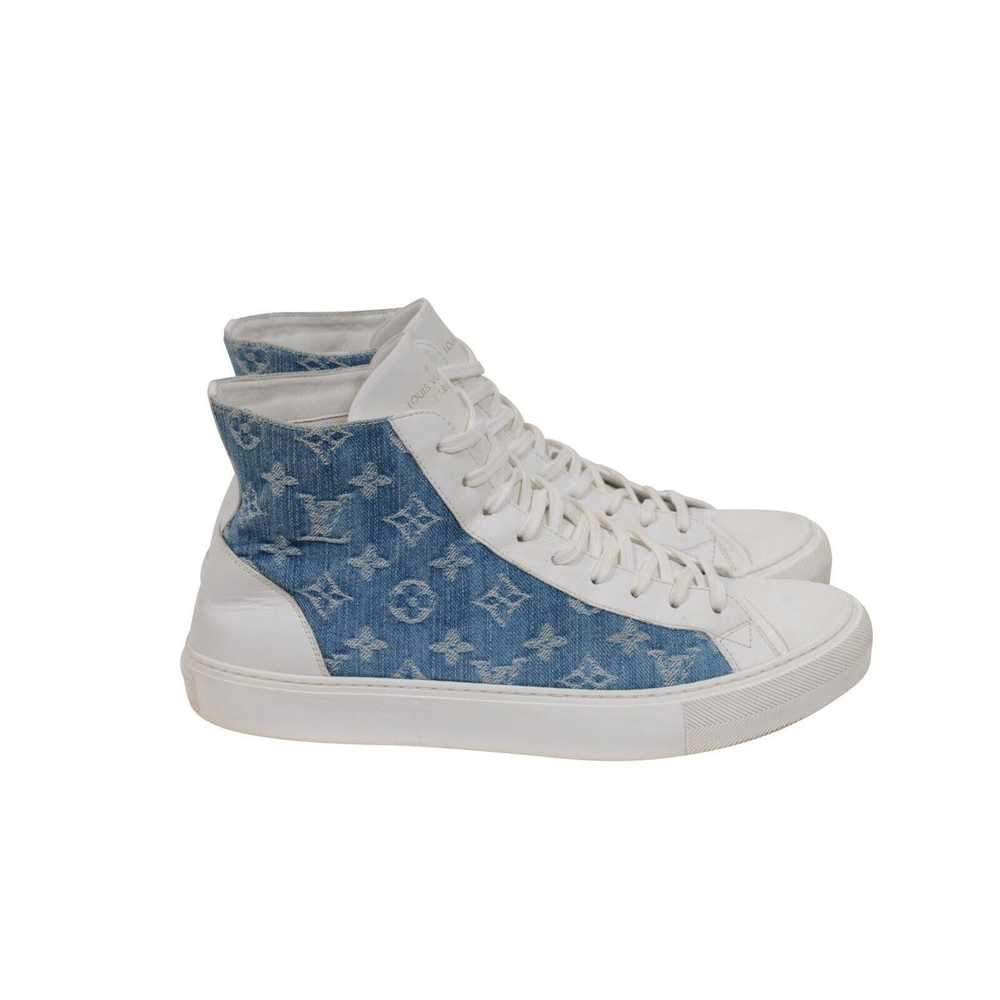 Louis Vuitton White Blue Denim LV Tattoo High Top… - image 8