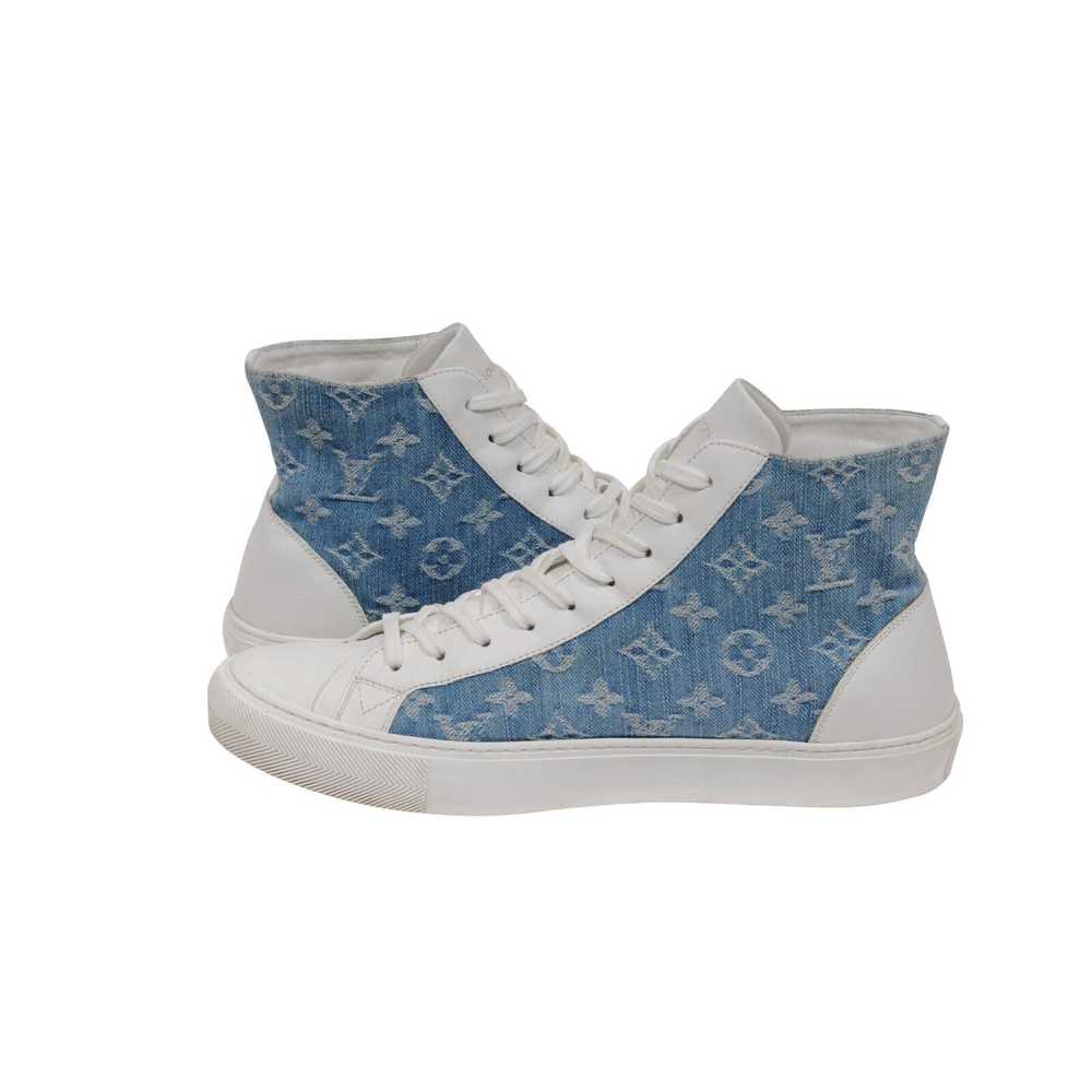 Louis Vuitton White Blue Denim LV Tattoo High Top… - image 9