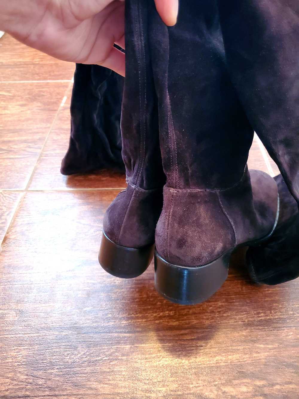 Luxury × Prada Prada Dark Brown Suede Block Heel … - image 4