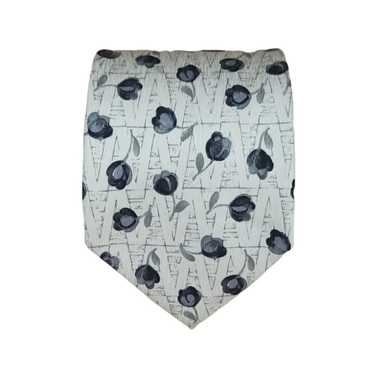 Designer NAVY & NAVY Art Floral Silk Tie ITALY 56… - image 1