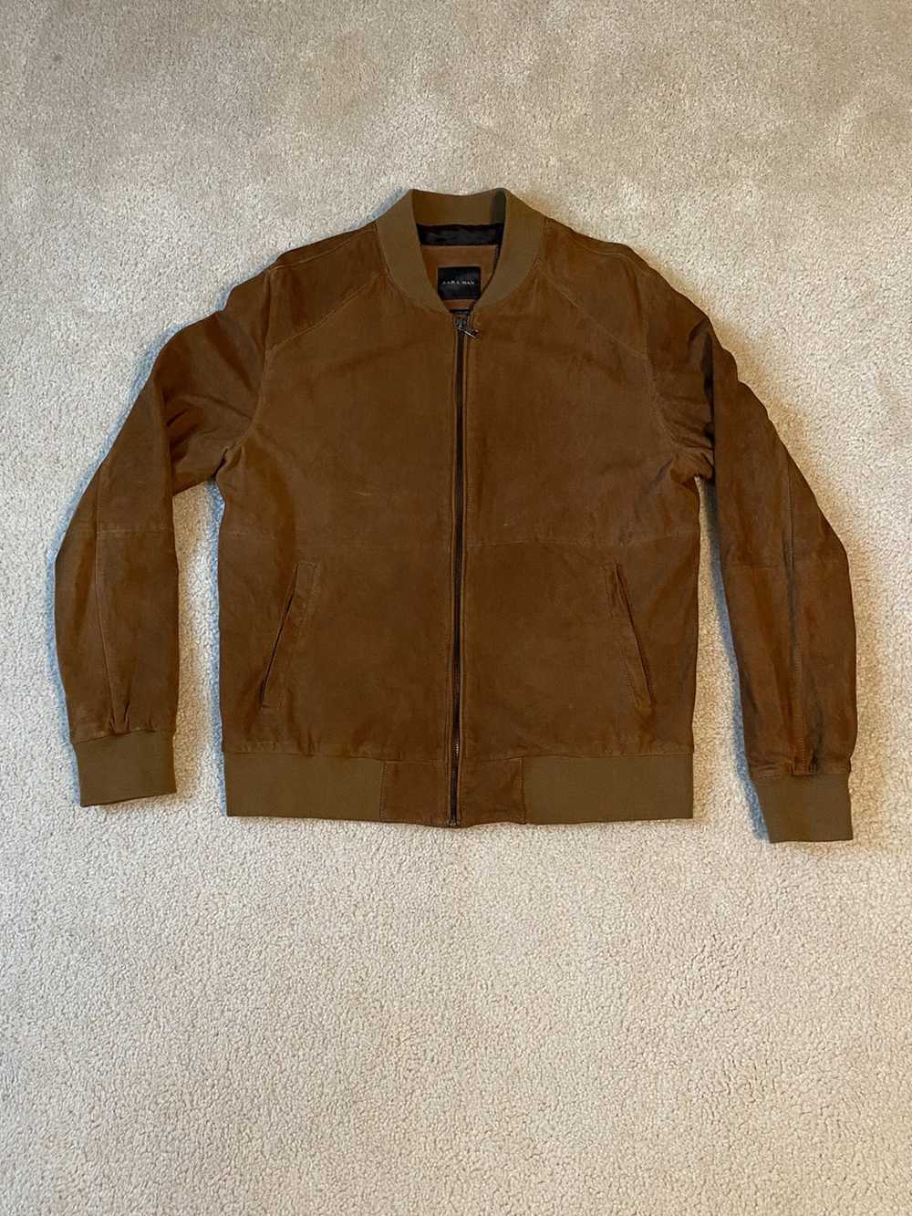 Zara Zara Tan Goat Skin Zip Up Light Jacket - image 2