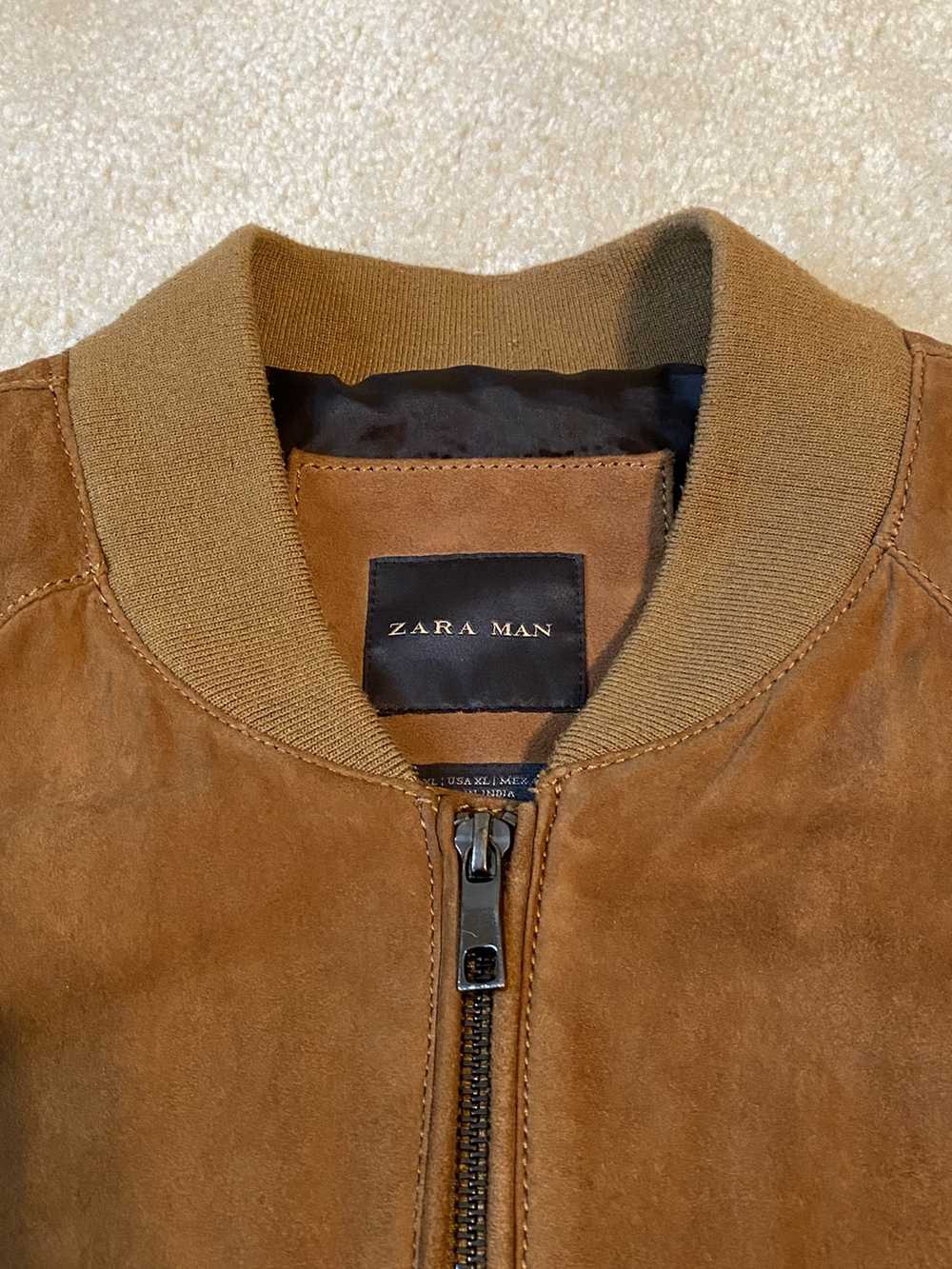 Zara Zara Tan Goat Skin Zip Up Light Jacket - image 4