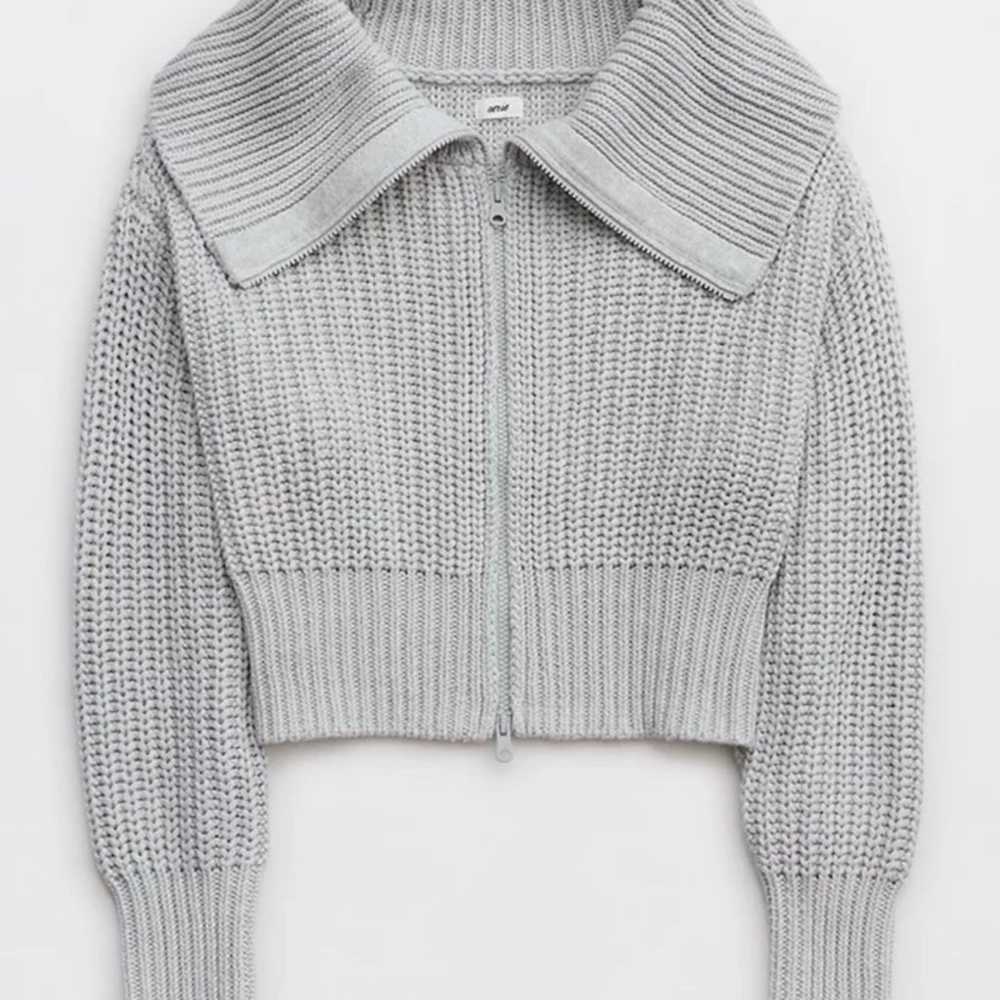 Aerie Double Zip Knit Collar Cardigan - image 5