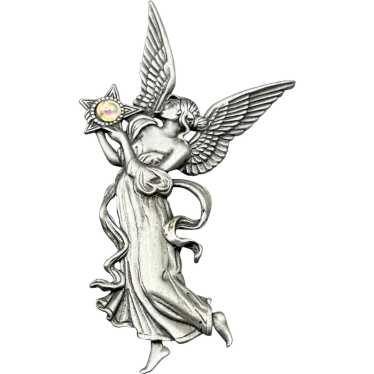 JJ Signed Angel Pin Jonette Jewelry Fairy Wings Gl