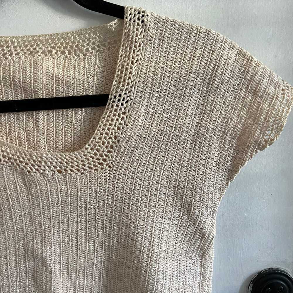 Vintage Handmade Crochet Knit Squareneck Top - image 2