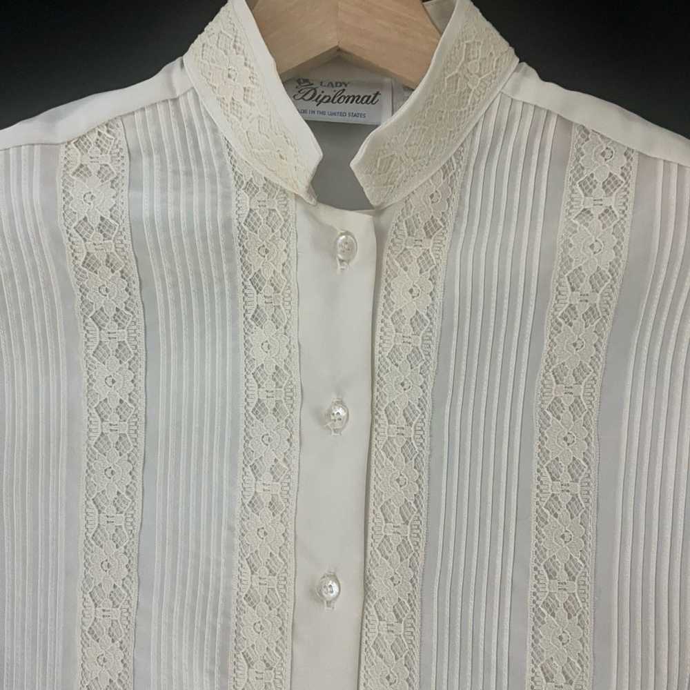 Vintage LADY DIPLOMAT Tailored Collared Off-white… - image 6