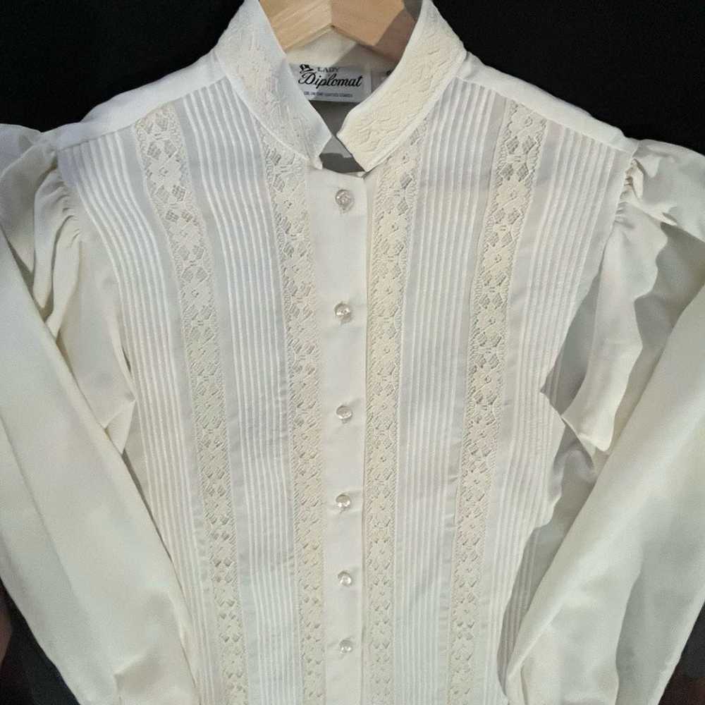 Vintage LADY DIPLOMAT Tailored Collared Off-white… - image 8