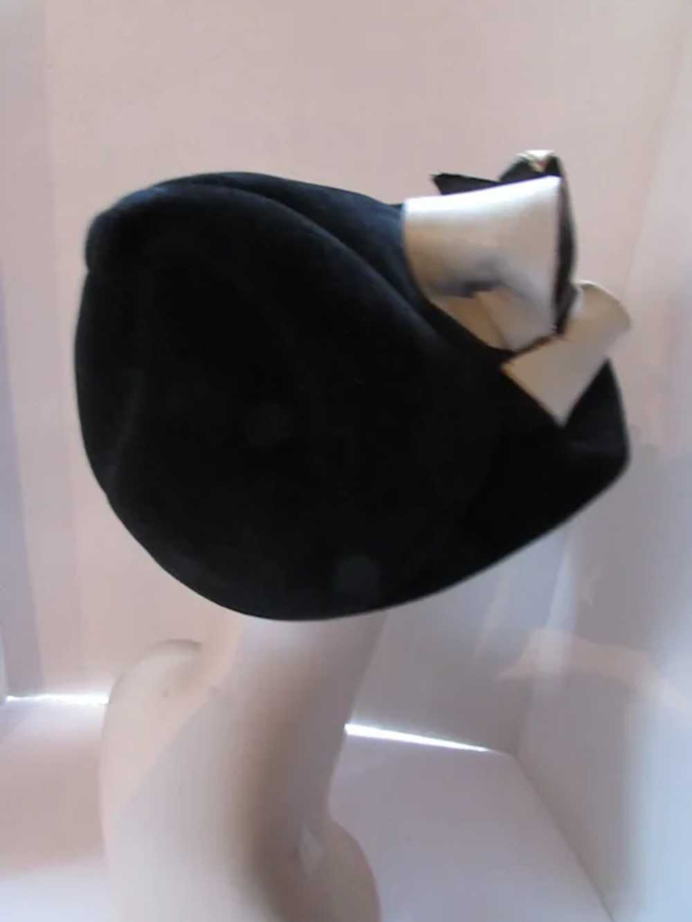SALE Fanciful Hat Cone Shape Black Velour Vinyl B… - image 6