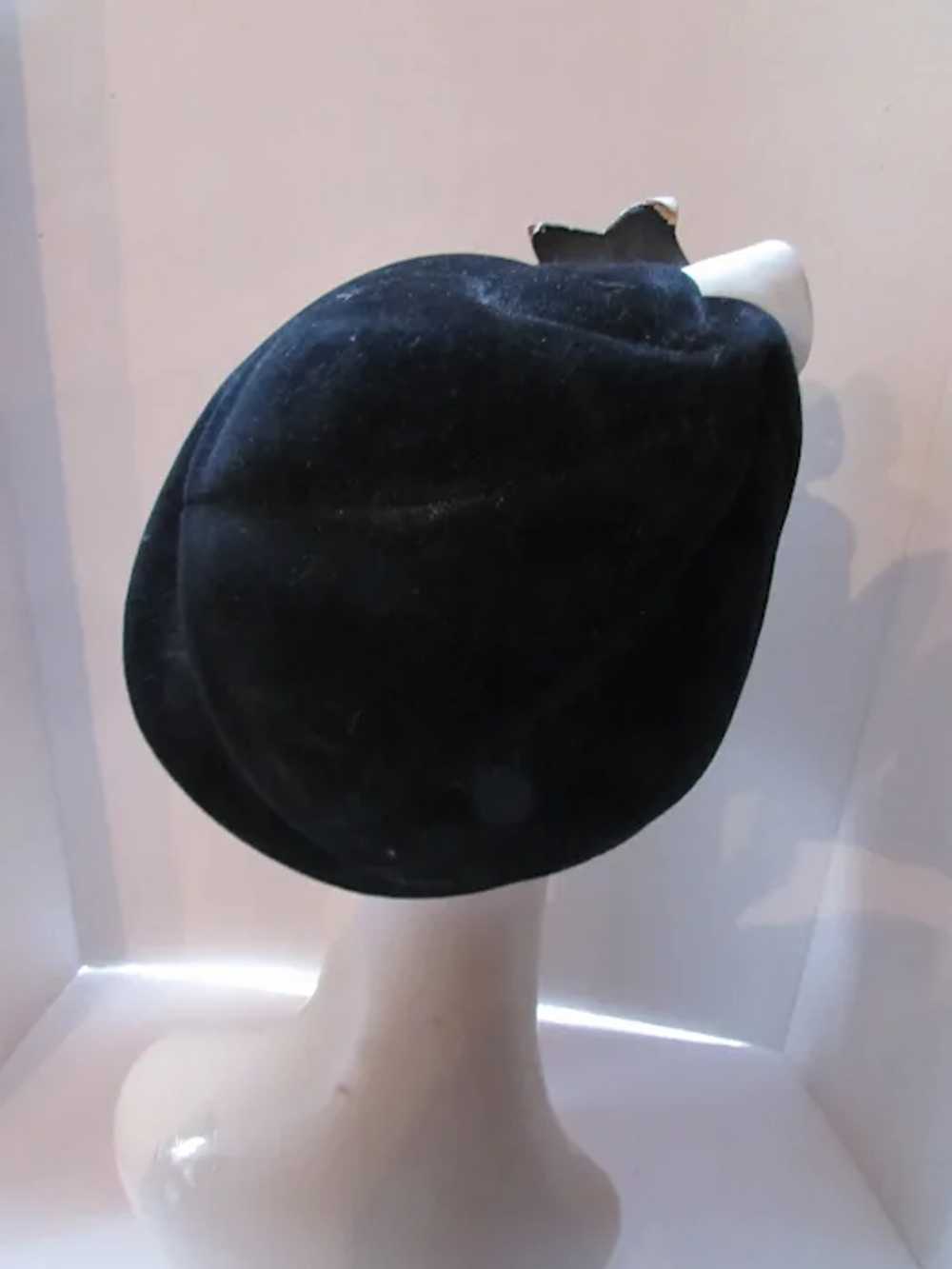 SALE Fanciful Hat Cone Shape Black Velour Vinyl B… - image 7