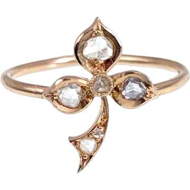 Antique 18K, 14K & Rose Cut Diamond Clover Conver… - image 1