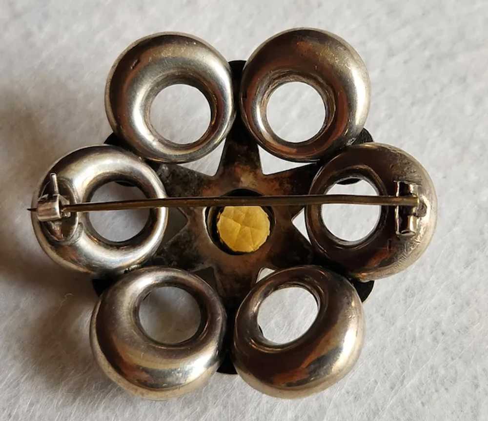 Antique Star Puffy Scottish Kilt Pin, Stone Set i… - image 4