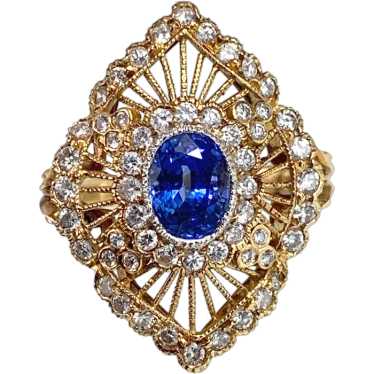 Vintage 18K, Sapphire & Diamond Cocktail Ring