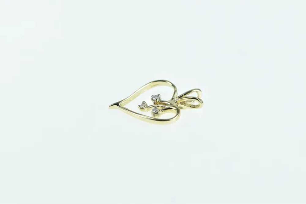 14K Diamond Heart Love Symbol Vintage Pendant Yel… - image 2