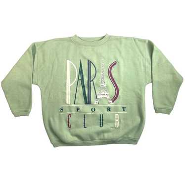 VINTAGE 90s PARIS SPORTS CLUB GREEN GRAPHIC PRINT… - image 1