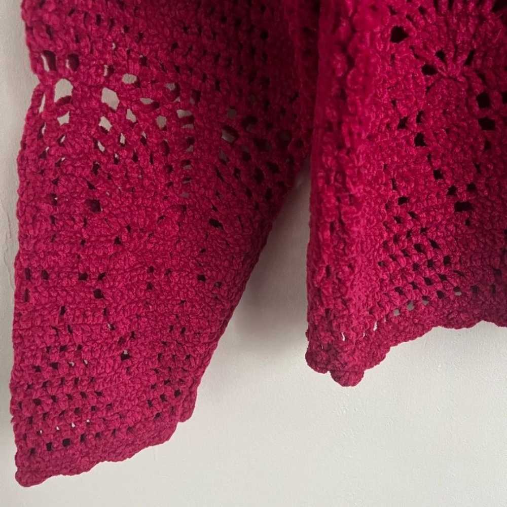 Vintage Forenza Hot Pink Crochet Long Sleeve Swea… - image 4