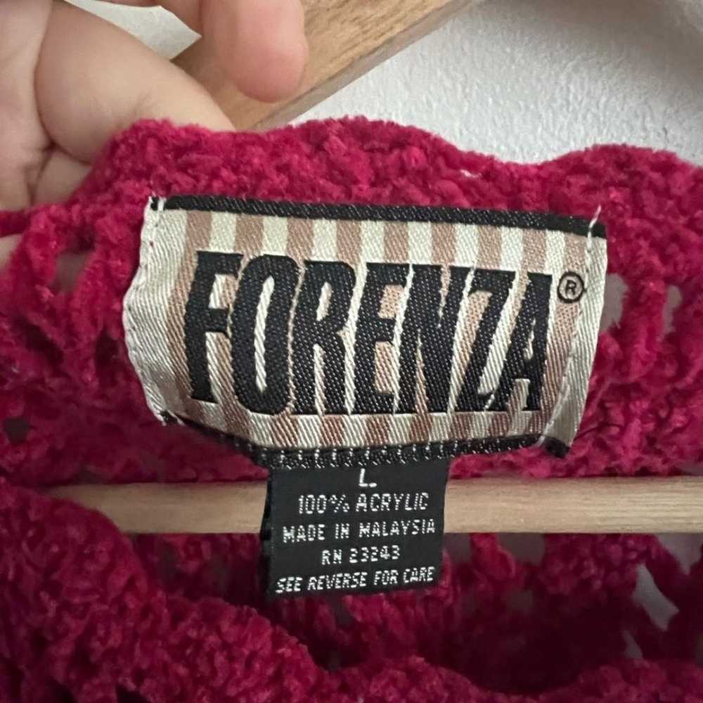 Vintage Forenza Hot Pink Crochet Long Sleeve Swea… - image 5