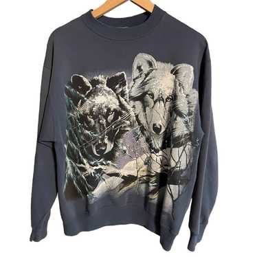 Vintage Wolf All Over Print Front & Back Nature C… - image 1