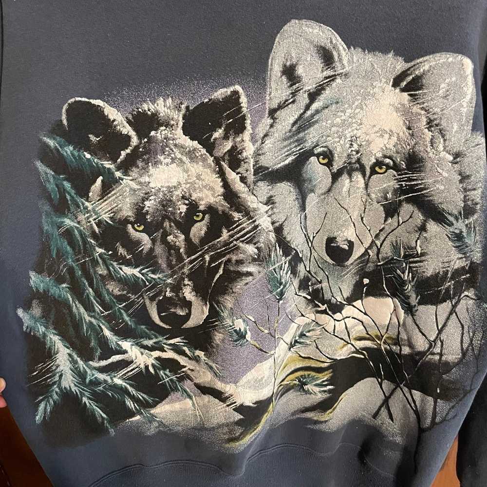 Vintage Wolf All Over Print Front & Back Nature C… - image 3