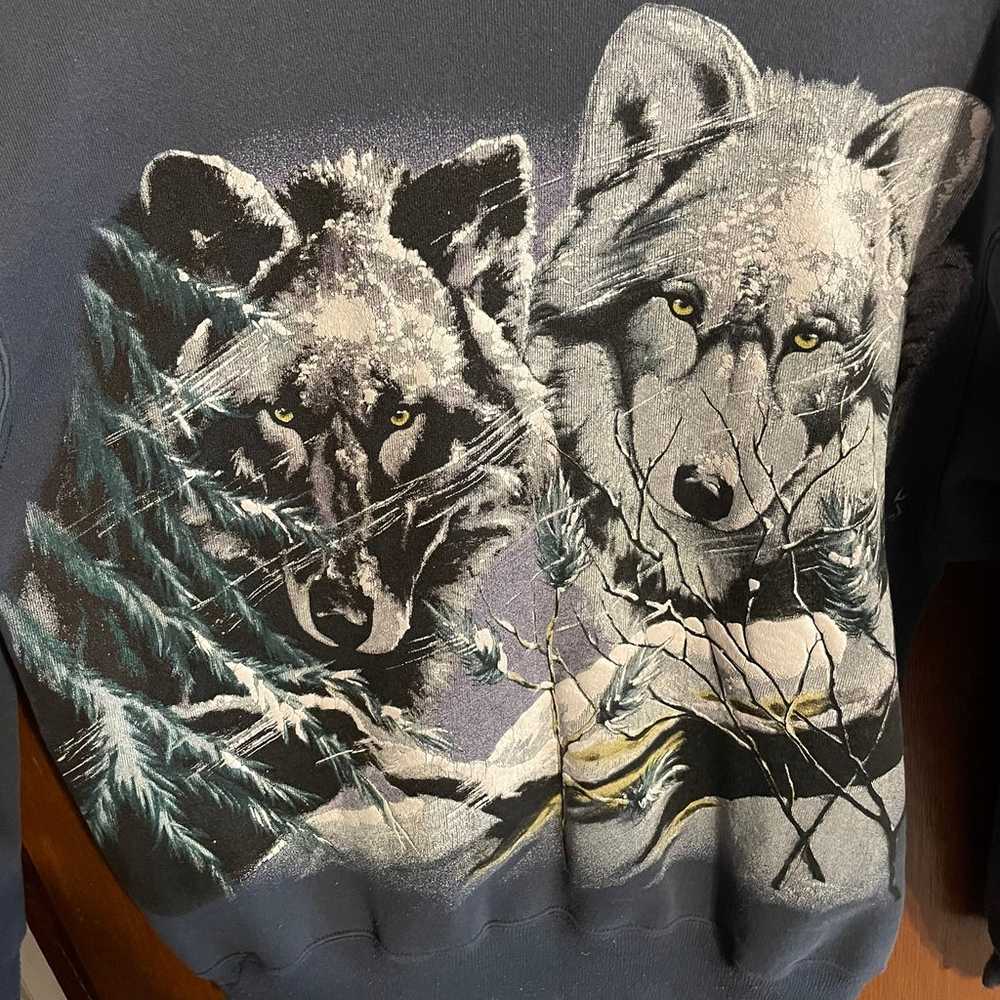 Vintage Wolf All Over Print Front & Back Nature C… - image 5