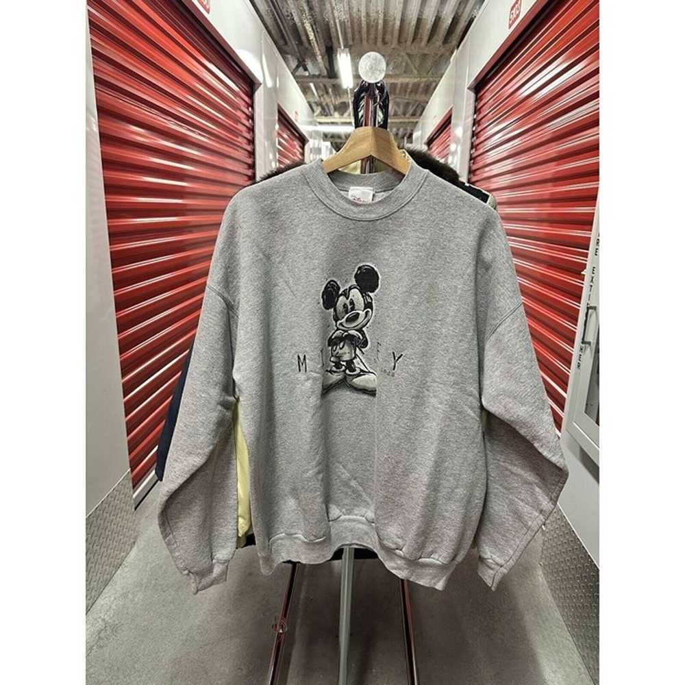 Vintage 90s Mickey Mouse Heather Gray Graphic Swe… - image 2