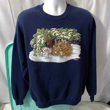 Vintage 90's Sweater Snow Bunnies dated 1995 Jerz… - image 1