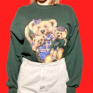 Vintage Teddybear Print Sweatshirt
