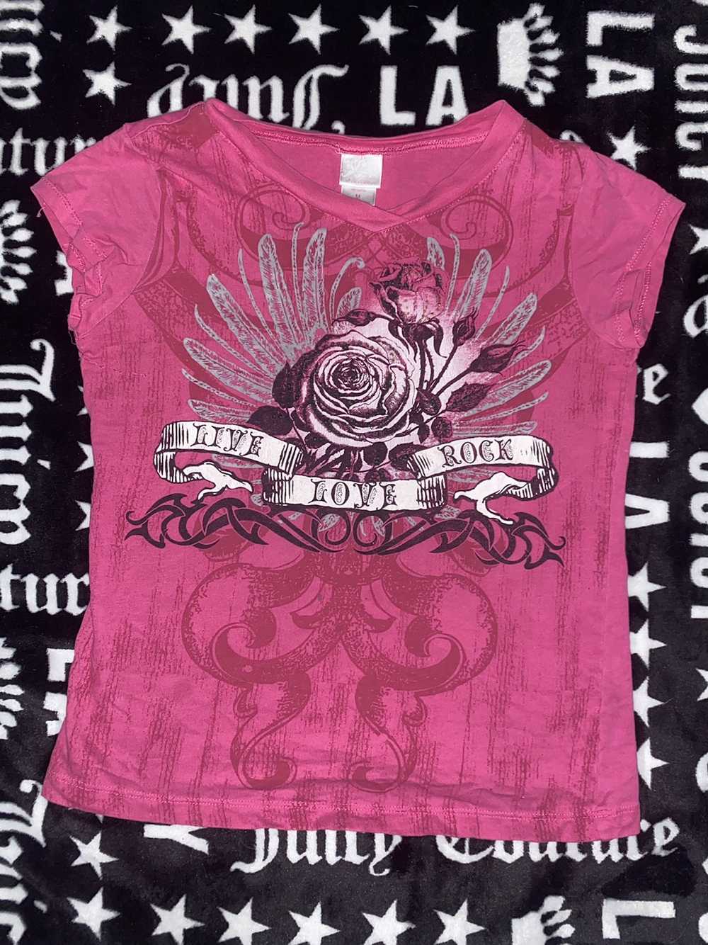 Other Pink Rose Graphic Fitted T Shirt - image 1