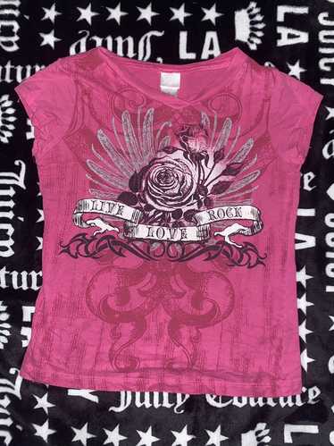 Other Pink Rose Graphic Fitted T Shirt