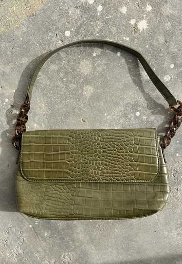 Vintage 00s Crocodile Effect Faux Leather Baguett… - image 1