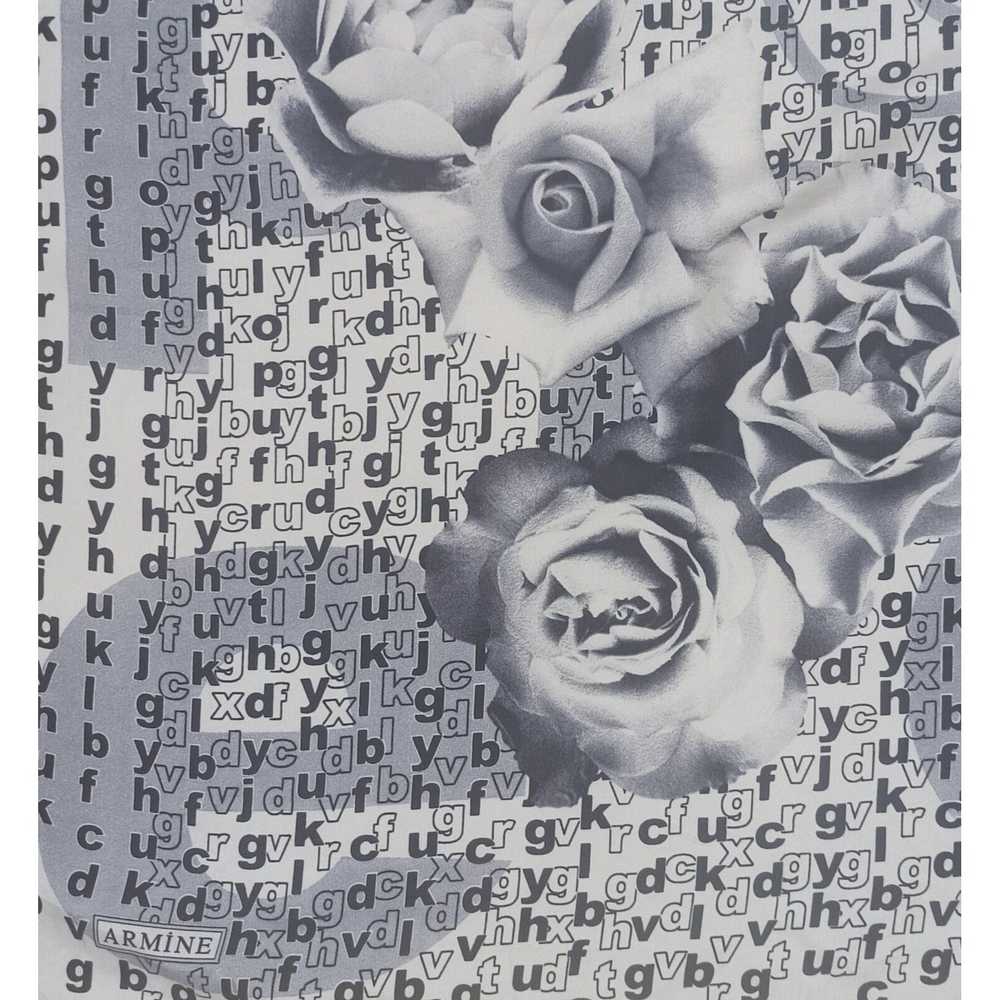Designer ARMINE Alphabet Flower Silk Scarf 35.5"/… - image 8
