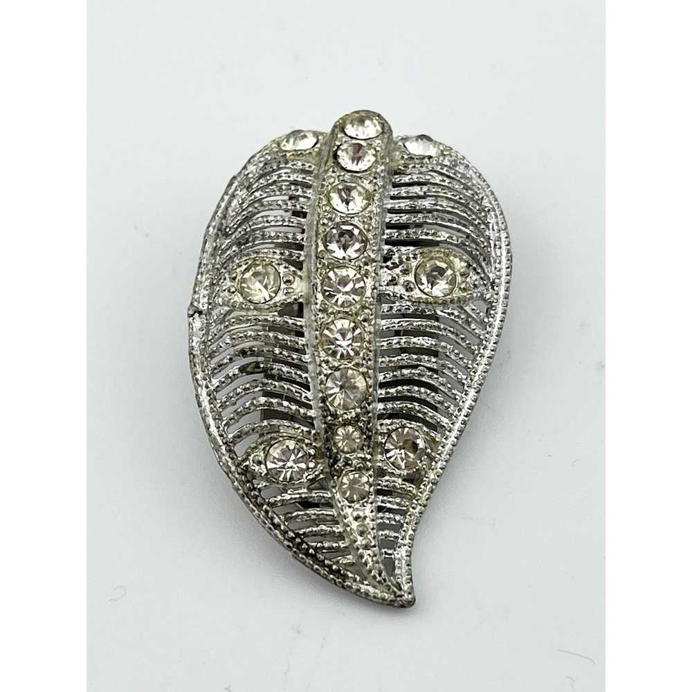 Vintage Vintage Silver Leaf Dress Clip - image 1