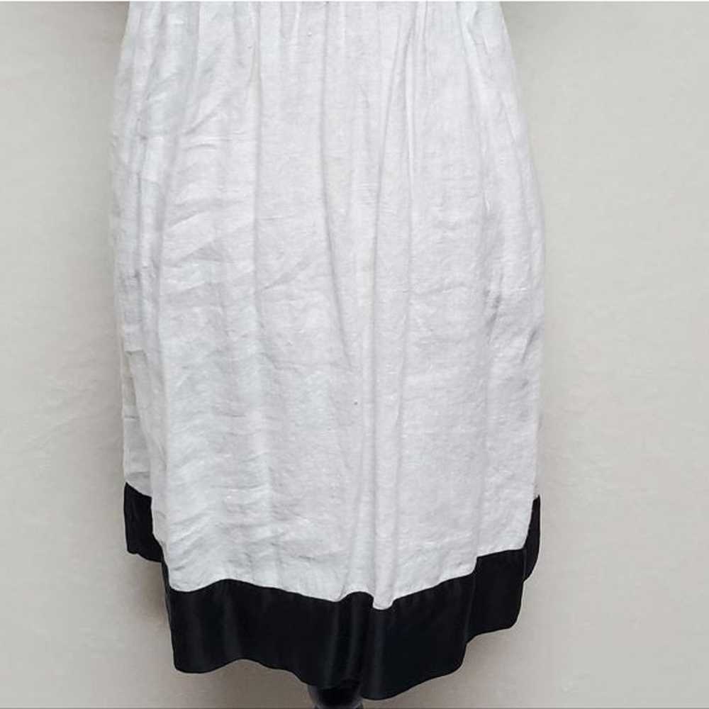 Vintage BEBE Black Silk White Linen Smocked Tie S… - image 10