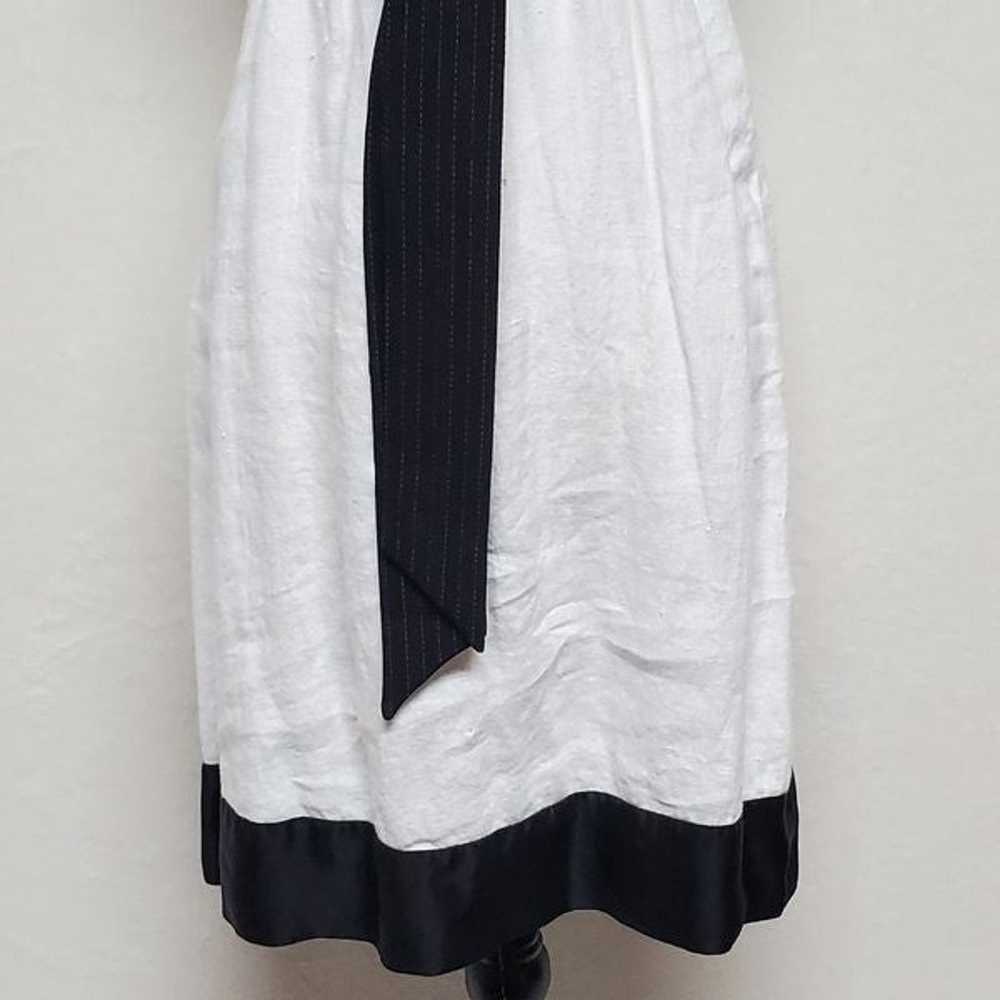 Vintage BEBE Black Silk White Linen Smocked Tie S… - image 5