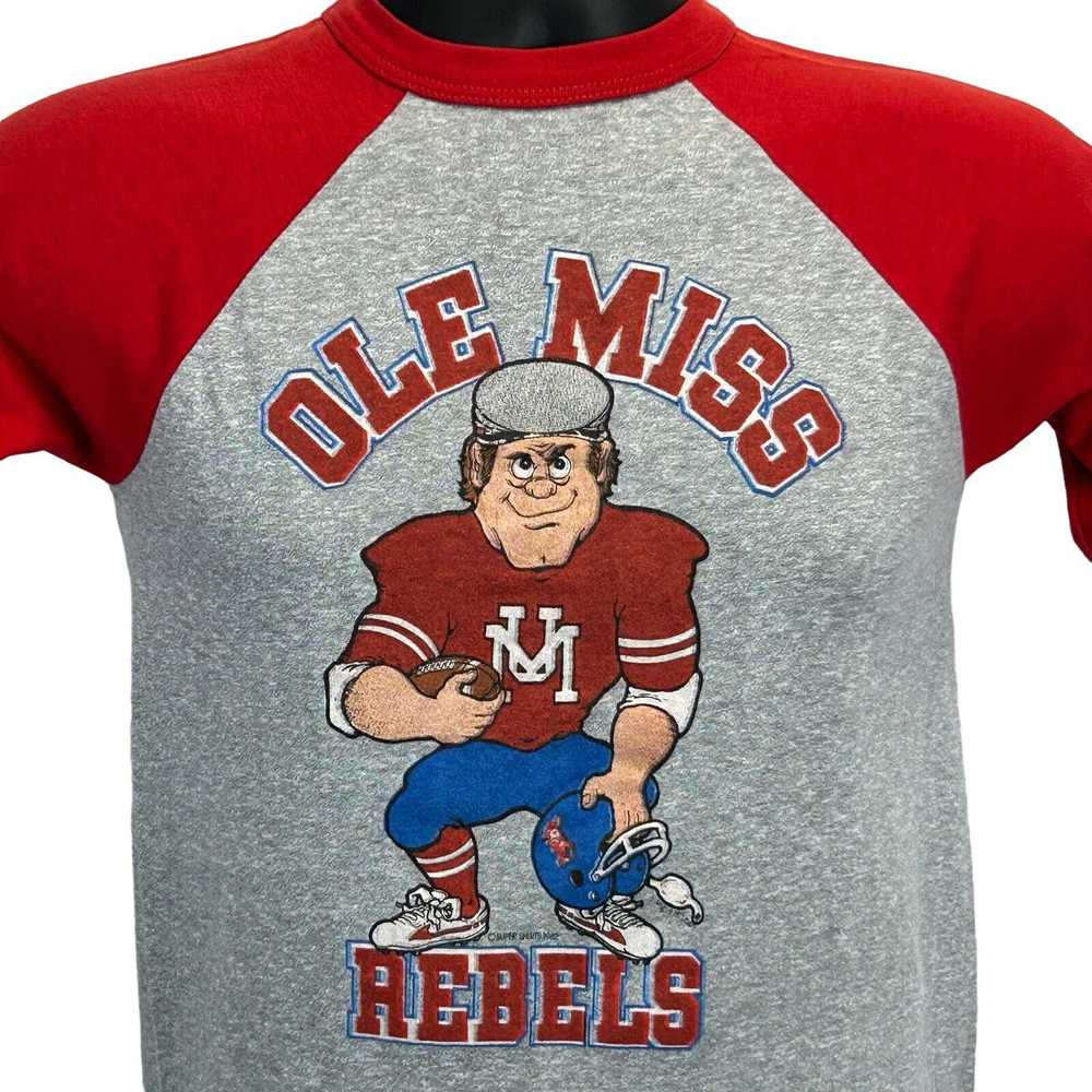 Vintage Ole Miss Rebels Football Vintage 80s Ragl… - image 1