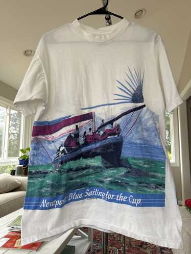 Vintage NEWPORT BLUE Trout Fish Fishing T-Shirt Single Stitch